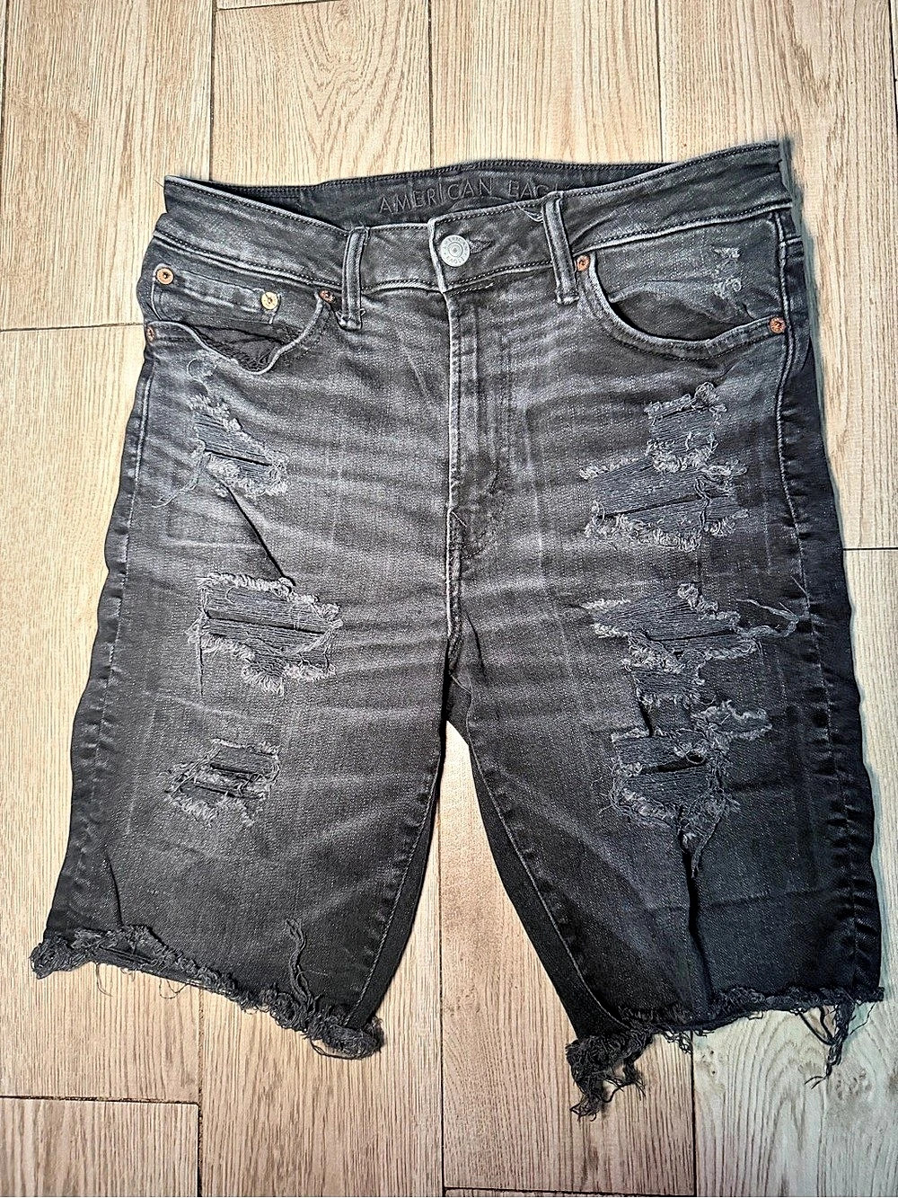 American Eagle AirFlex+ Slim Denim Short Men's Black Jean Shorts Waist 33